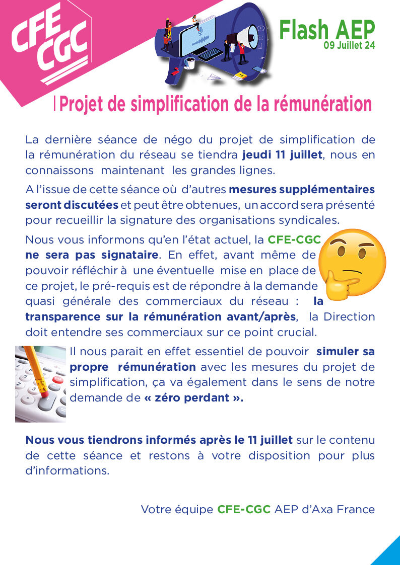 CFE-CGC AEP Flash simplification rémunération 090724